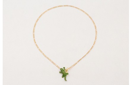 Collar cadena eslabones intercalados dorado mate c