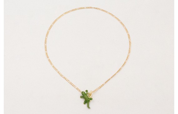 Collar cadena eslabones intercalados dorado mate c