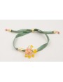 Pulsera regulable de seda plana verde con tubo arq