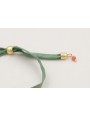 Pulsera regulable de seda plana verde con tubo arq