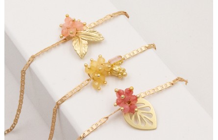 Pulsera cadena ovalos dorado mate con colgante cam