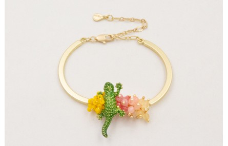 Pulsera semi rigida con burruño bolitas, ramas aba