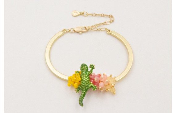 Pulsera semi rigida con burruño bolitas, ramas aba