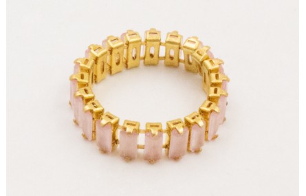 Anillo cadena strass cristales rosa opal.