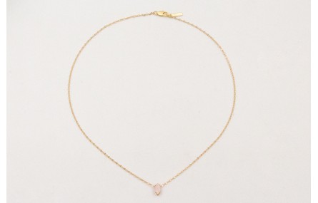 Solitario cadena micro ovalo dorado mate con colga