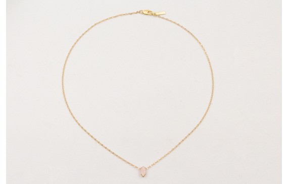 Solitario cadena micro ovalo dorado mate con colga