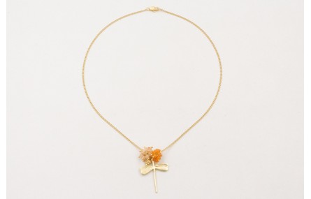 Collar cadena eslabón plano dorado mate con burruñ