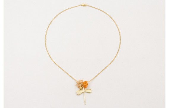 Collar cadena eslabón plano dorado mate con burruñ