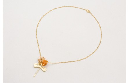 Collar cadena eslabón plano dorado mate con burruñ