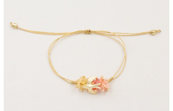 Pulsera hilo dorado con nudo serpiente con burruño