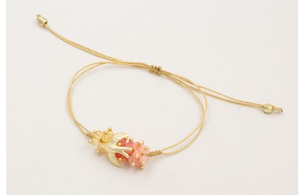 Pulsera hilo dorado con nudo serpiente con burruño
