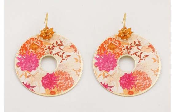 Pendientes gancho bolita dorado mate con colgante 