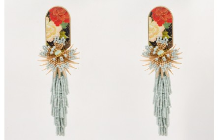 Pendientes pieza flores rosas,blancas,negras con f