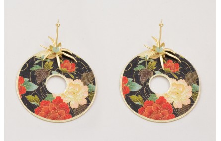 Pendientes aro pequeño dorado mate con colgante di