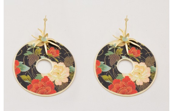 Pendientes aro pequeño dorado mate con colgante di