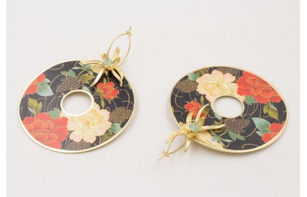 Pendientes aro pequeño dorado mate con colgante di