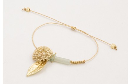 Pulsera hilo metalico dorado palido con nudo macra