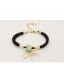 Pulsera seda natural rellena negra con tubo arquea