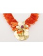 Collar lentejuelas flecos naranjas con centro flor