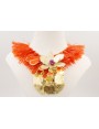 Collar lentejuelas flecos naranjas con centro flor