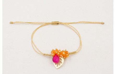 Pulsera hilo metalico dorado mate con nudo serpien