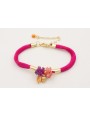 Pulsera seda natural rellena fucsia con tubo arque