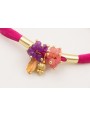 Pulsera seda natural rellena fucsia con tubo arque