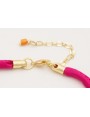 Pulsera seda natural rellena fucsia con tubo arque