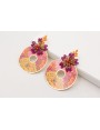 Pendientes perno hojas esmaltadas nectarina con ca