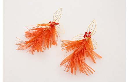 Pendientes perno gancho dorado con flecos lentejue