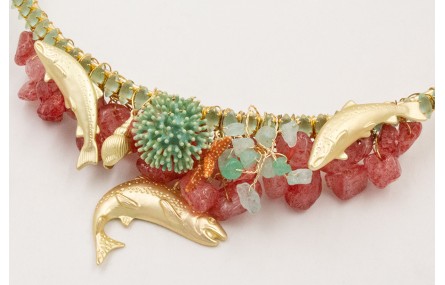 Collar lámina dorado mate con cadena strass crista