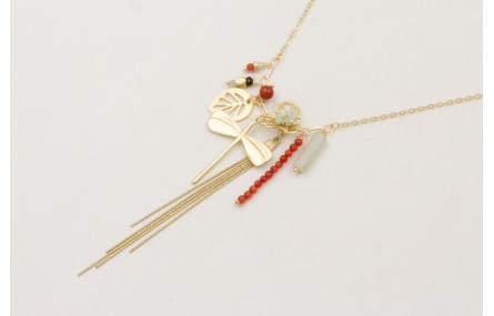 Collar cadena eslabón pequeño con colgante libélul