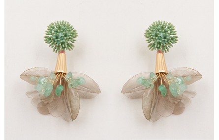 Pendientes perno nenufar turquesa con capuchón est