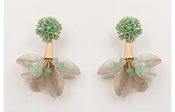 Pendientes perno nenufar turquesa con capuchón est