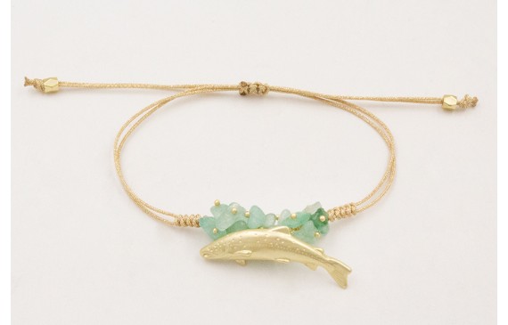 Pulsera hilo metalico dorado mate con nudo serpien