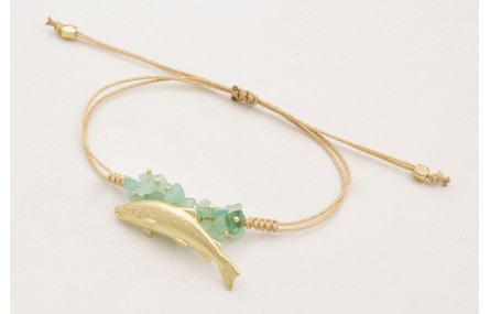 Pulsera hilo metalico dorado mate con nudo serpien