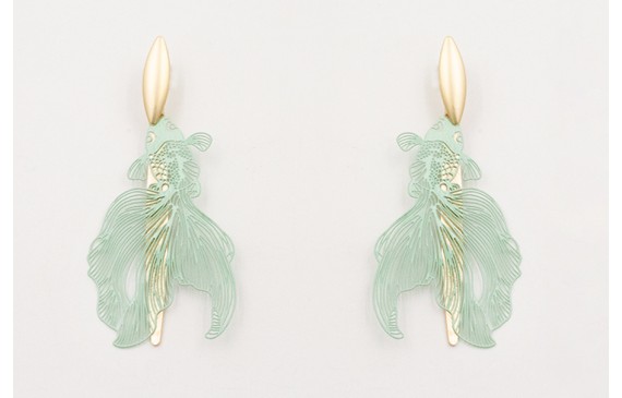 Pendientes ovalo concavo dorado mate con colgante 