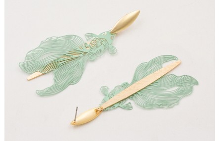 Pendientes ovalo concavo dorado mate con colgante 