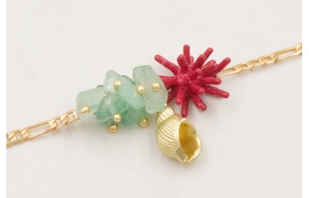 Pulsera cadena eslabones intercalados dorado mate 