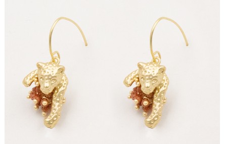 Pendientes gancho con colgante tigre y burruño cub