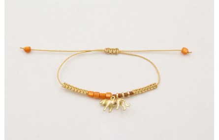 Pulsera hilo metalido dorado palido con nudo macra