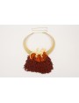 Collar lámina con flecos de abalorio marrones y na