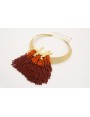 Collar lámina con flecos de abalorio marrones y na