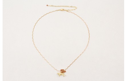 Solitario con cadena zig-zag dorada mate con colga