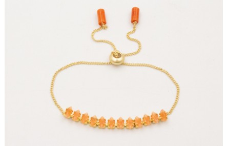 Pulsera cadena strass cristal naranja con cadena e