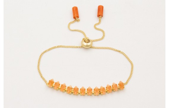 Pulsera cadena strass cristal naranja con cadena e