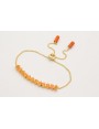 Pulsera cadena strass cristal naranja con cadena e