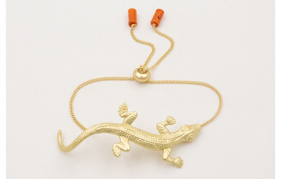 Pulsera cadena eslabón pequeño dorado mate con lag