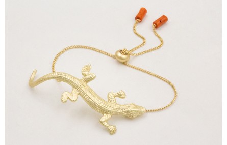 Pulsera cadena eslabón pequeño dorado mate con lag