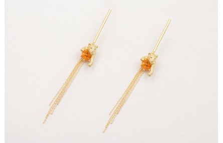 Pendientes perno listón con fleco,burruño bolitas 